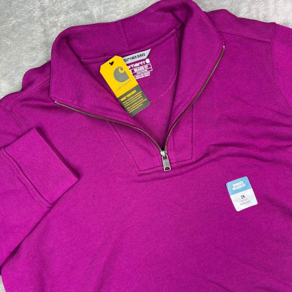 Carhartt Tencel Fiber Series Quarter Zip Womens 2X Purple Relaxed Fit Pullover